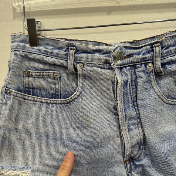 Vintage Guess Distressed Cutoff Denim Shorts Y2K Cotton Button Fly Size 3 Cotton - Picture 3 of 9